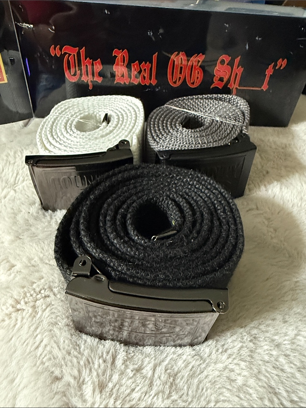 Classic Webbed Men's Belt with Metal Buckle - Black